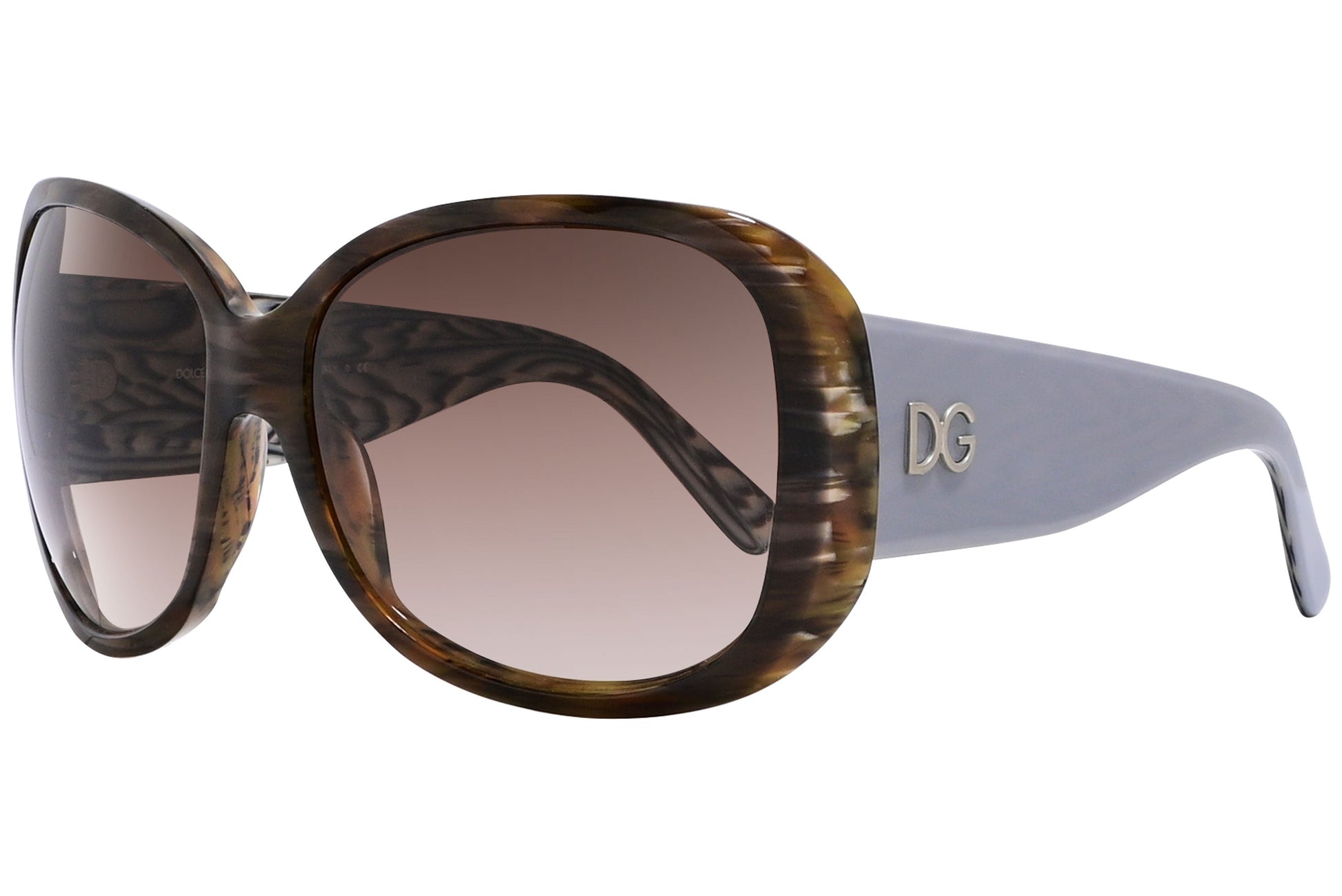 Close-up of Dolce & Gabbana brown and silver aviator sunglasses showing lens tint and double bridge detail