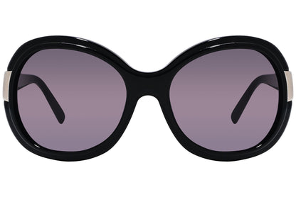 Close-up of Dolce & Gabbana black oval sunglasses highlighting smooth frame edges and logo detail

