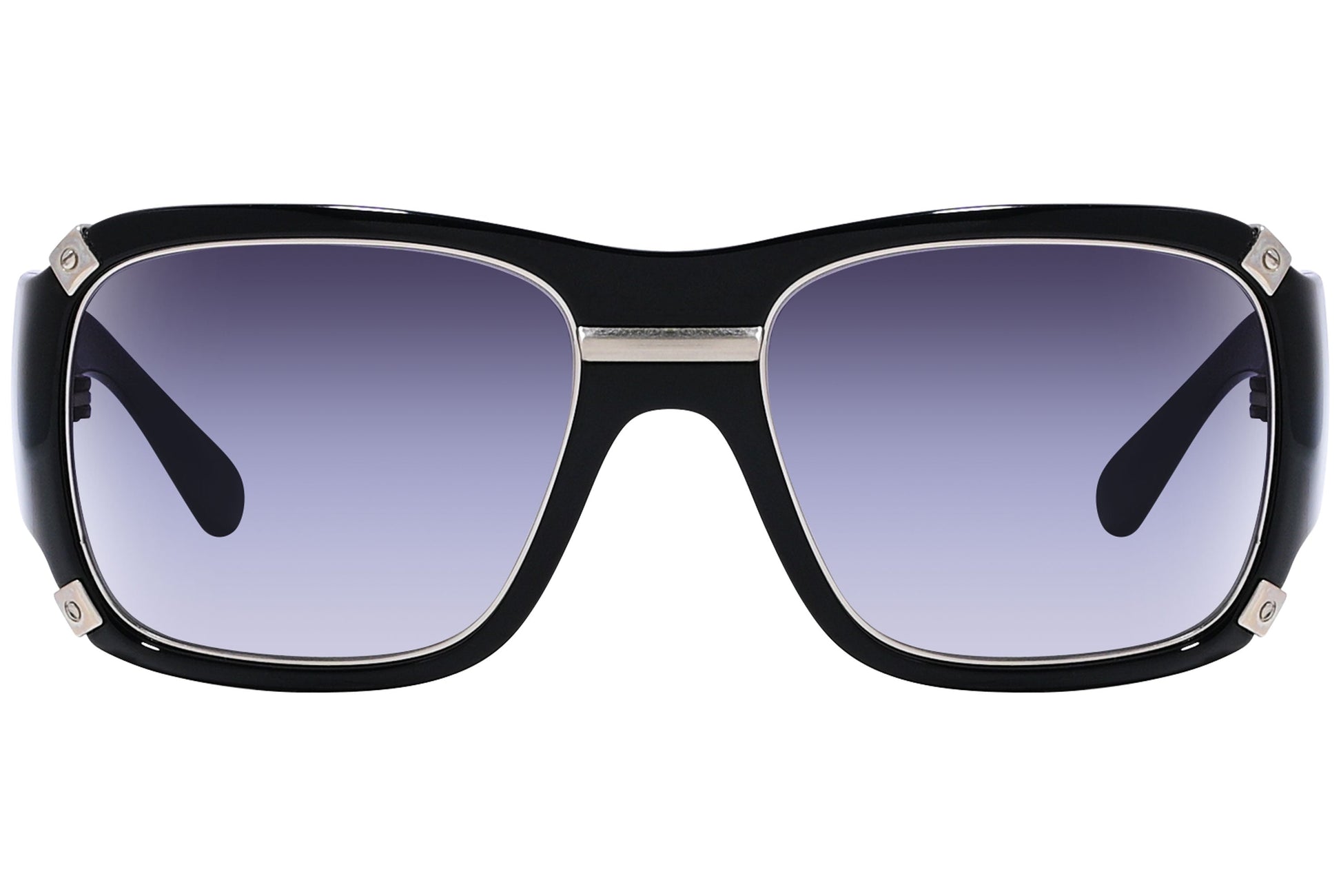 Close-up of Dolce & Gabbana square sunglasses in black for women showing lens tint and designer logo

