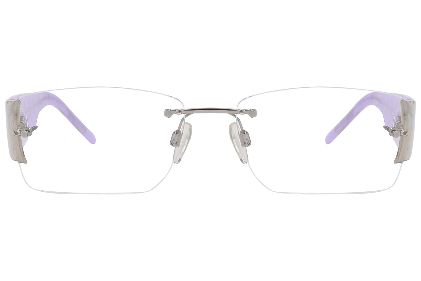 dolce & gabbana rectangle purple eyeglasses frame viewed from front angle.