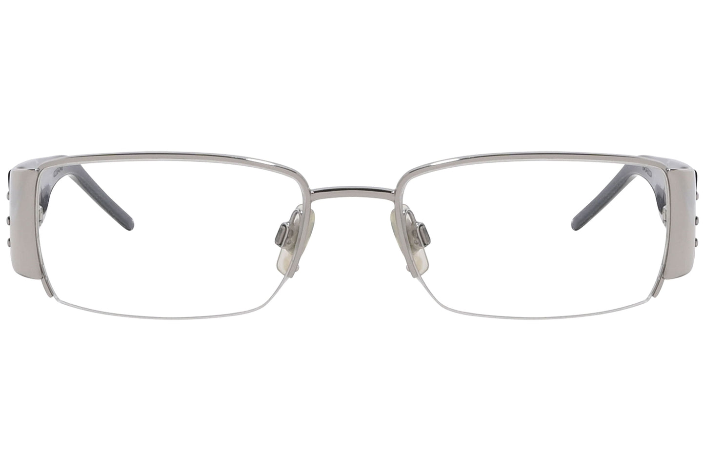 dolce & gabbana rectangle black eyeglasses frame viewed from front angle.