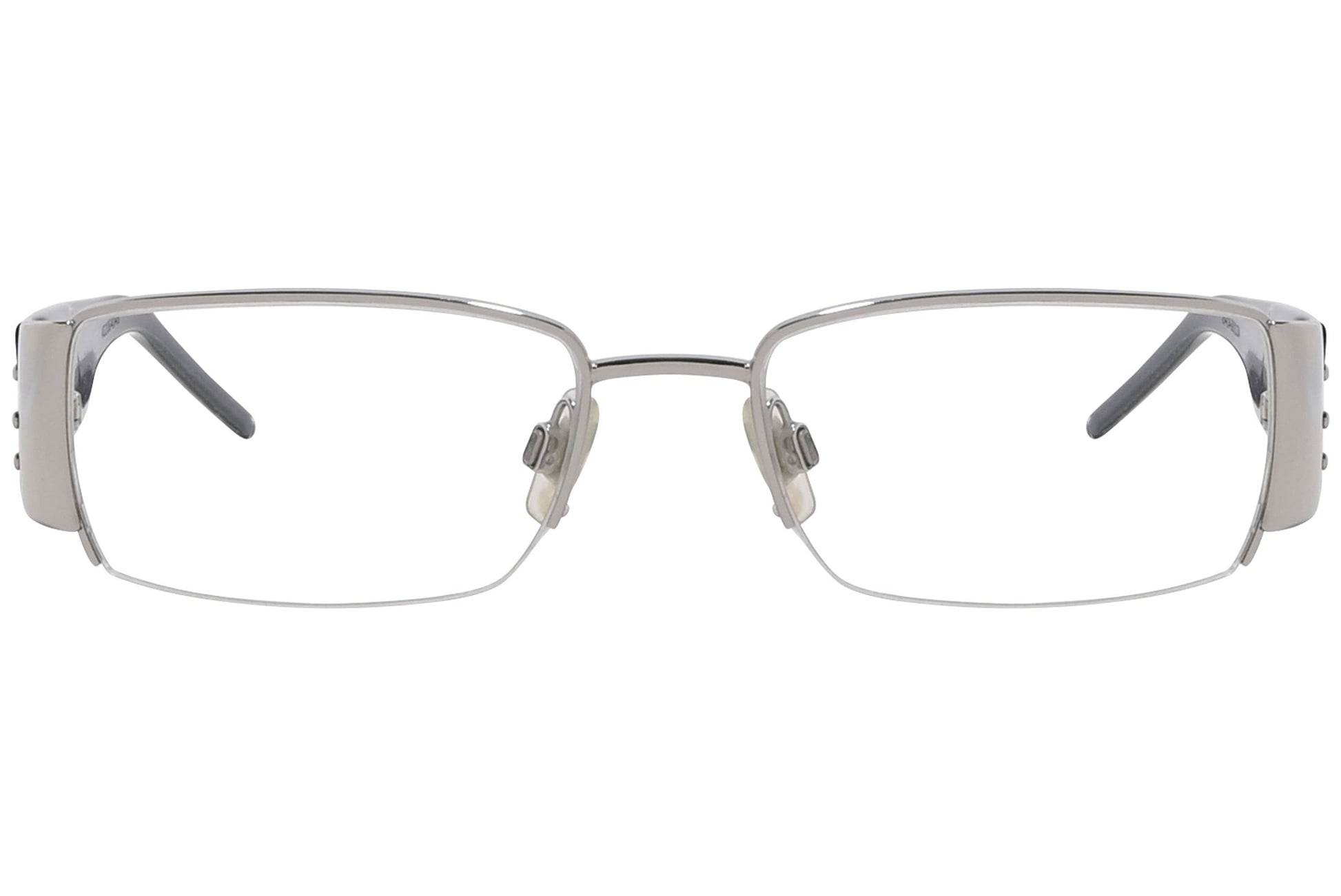 dolce & gabbana rectangle black eyeglasses frame viewed from front angle.