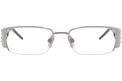 dolce & gabbana rectangle black eyeglasses frame viewed from front angle.