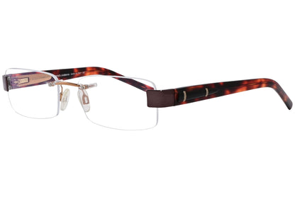 dolce & gabbana rectangle red eyeglasses frame viewed from a 45-degree angle.