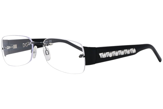 dolce & gabbana rectangle black eyeglasses frame viewed from a 45-degree angle.