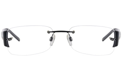 dolce & gabbana rectangle black eyeglasses frame viewed from front angle.