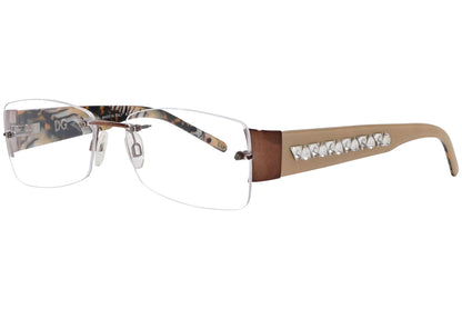 dolce & gabbana rectangle brown eyeglasses frame viewed from a 45-degree angle.