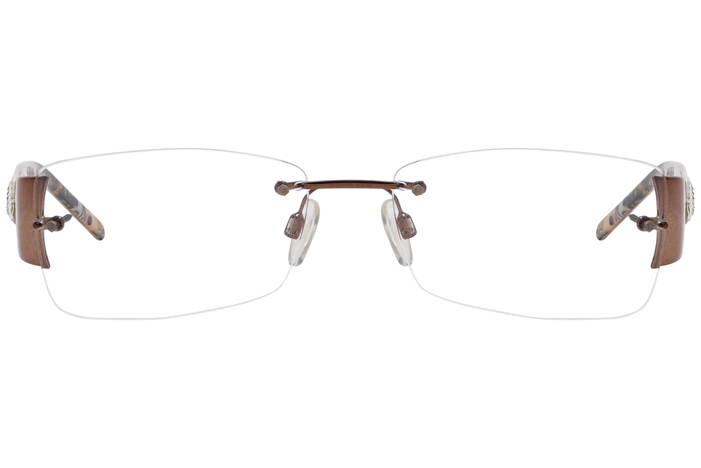 dolce & gabbana rectangle brown eyeglasses frame viewed from front angle.