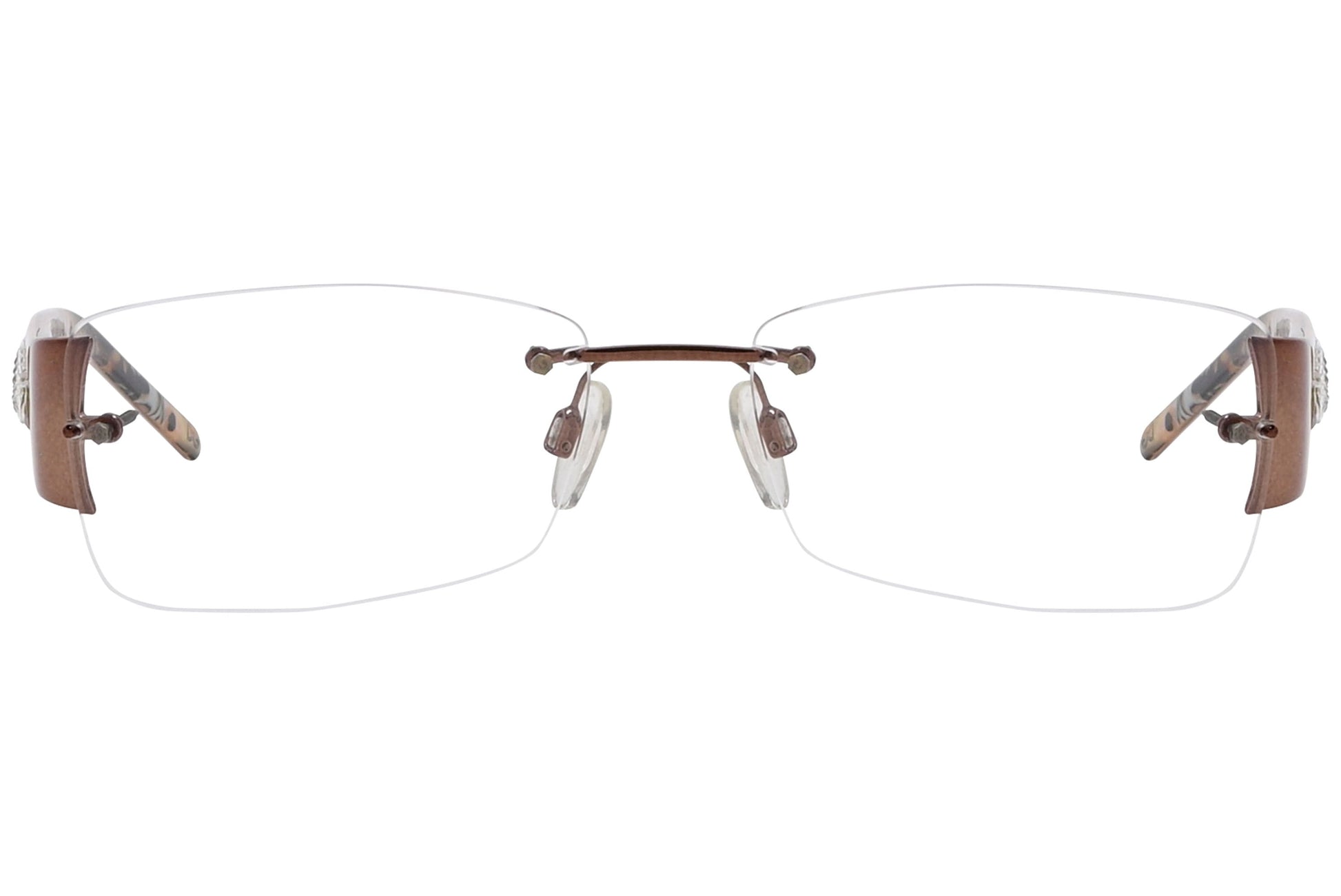 dolce & gabbana rectangle brown eyeglasses frame viewed from front angle.