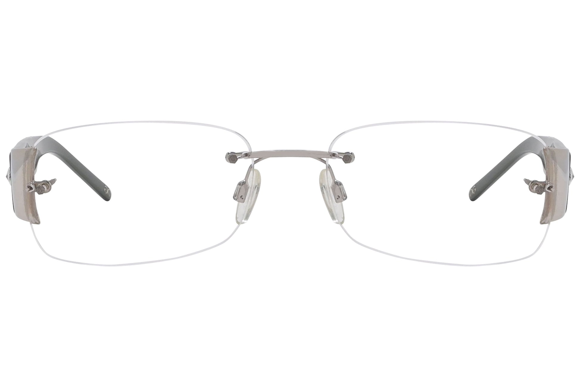 dolce & gabbana rectangle black eyeglasses frame viewed from front angle.