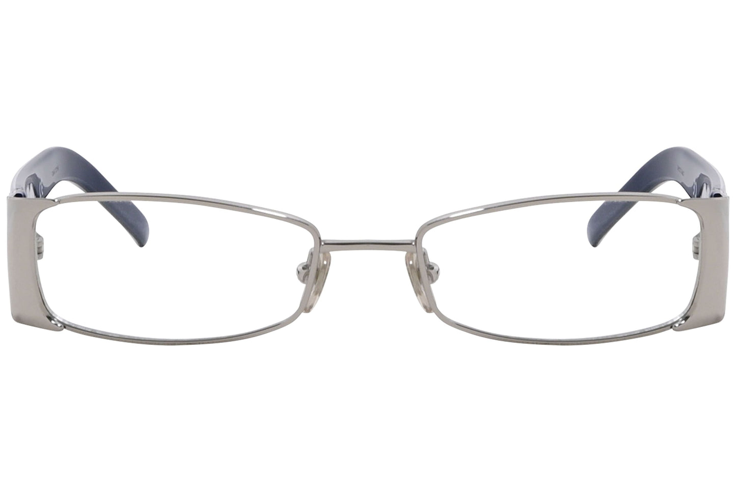 dolce & gabbana rectangle blue eyeglasses frame viewed from front angle.