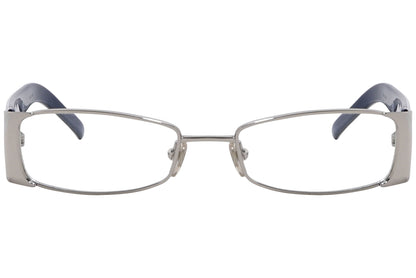 dolce & gabbana rectangle blue eyeglasses frame viewed from front angle.