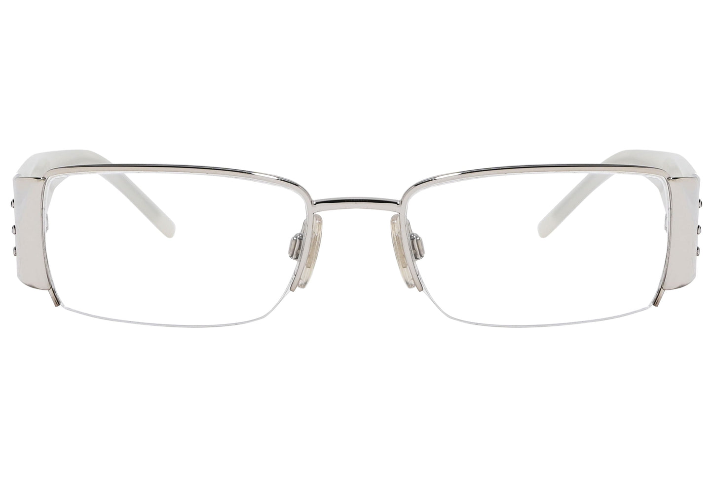 D&G Wrap Around White Eyeglasses Frame Viewed From Front Angle.