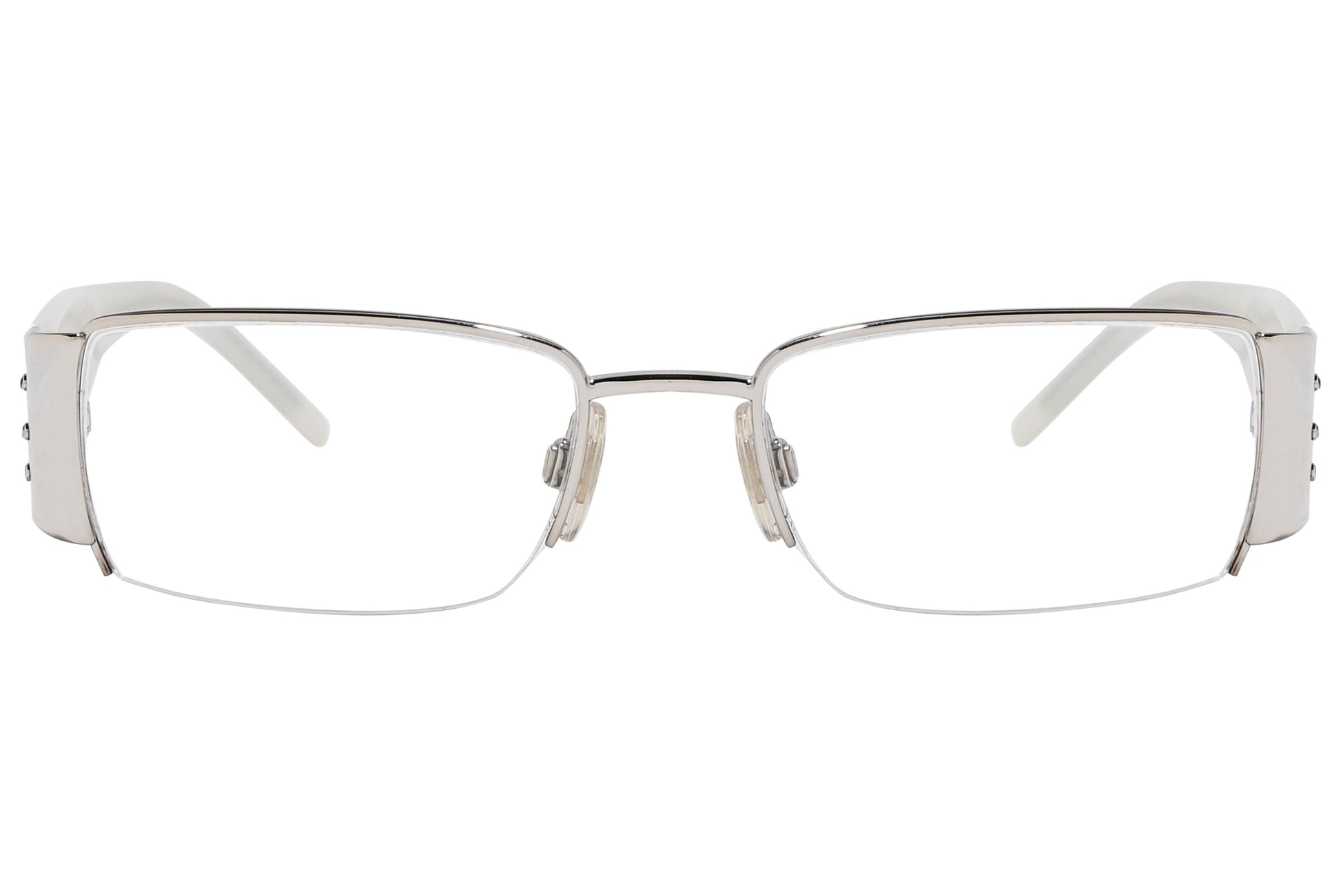 D&G Wrap Around White Eyeglasses Frame Viewed From Front Angle.