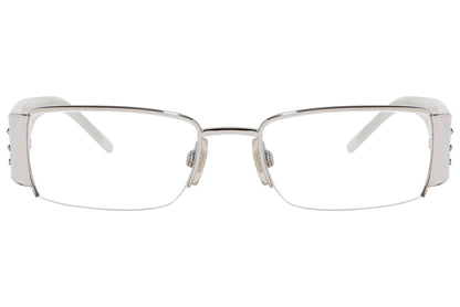 D&G Wrap Around White Eyeglasses Frame Viewed From Front Angle.