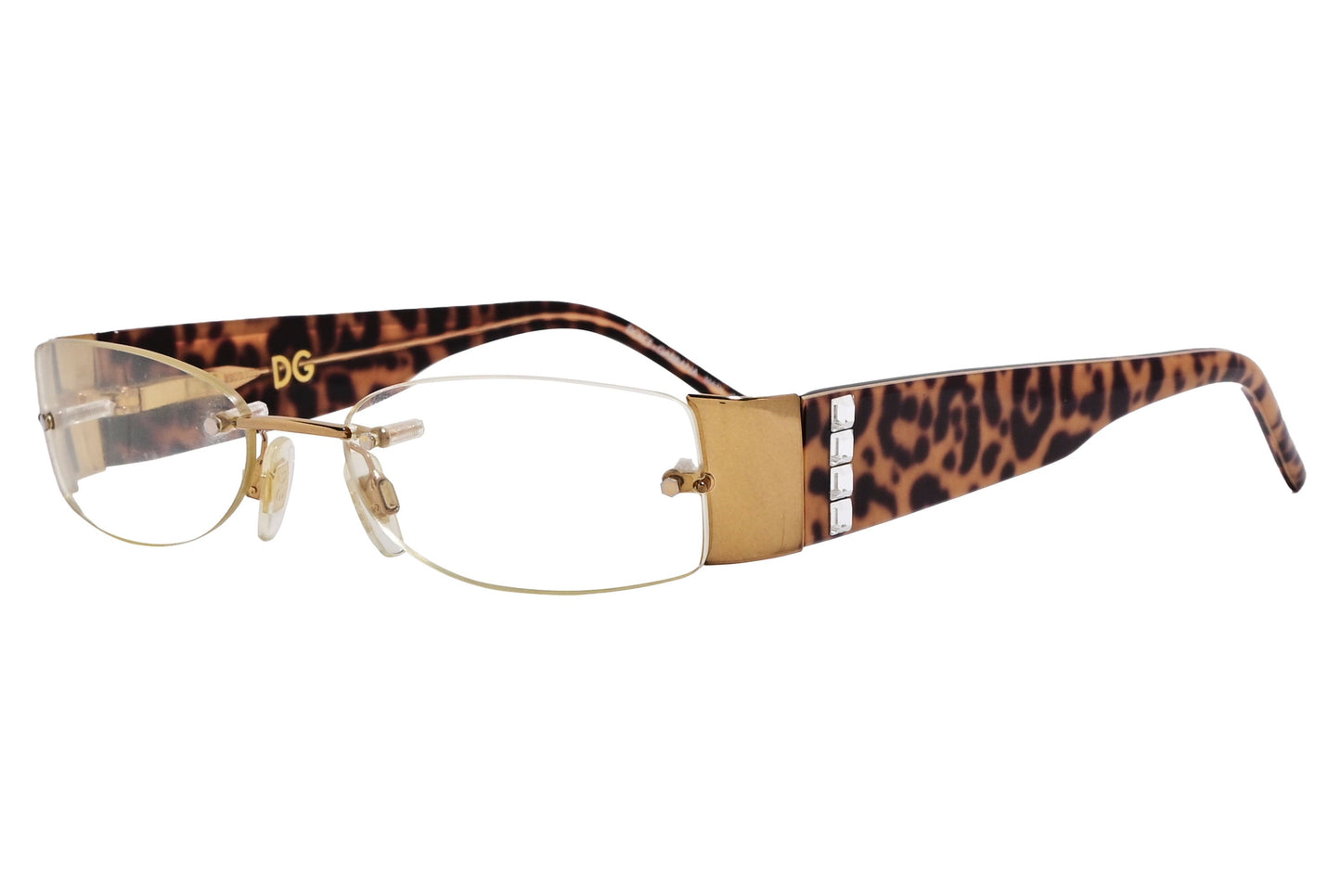 D&G Wrap Around Tortoise Eyeglasses Frame Viewed From A 45-Degree Angle.