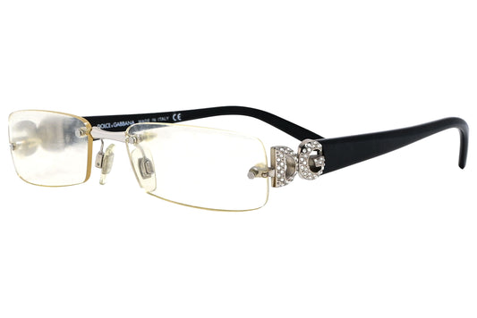 D&G Rectangle Black Eyeglasses Frame Viewed From A 45-Degree Angle.