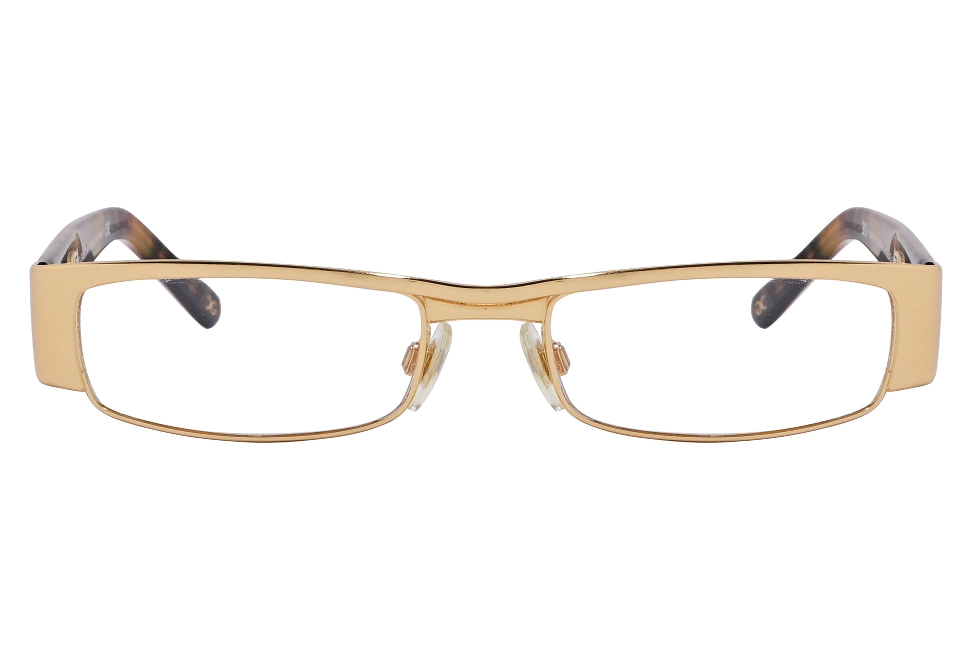 Close-up of red wrap around eyeglasses by Dolce & Gabbana showing frame color and logo detail

