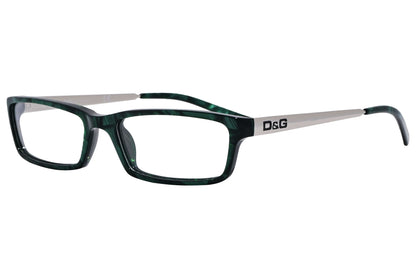 D&G Rectangle Green Eyeglasses Frame Viewed From A 45-Degree Angle.