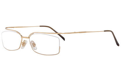 D&G Rectangle Gold Eyeglasses Frame Viewed From A 45-Degree Angle.