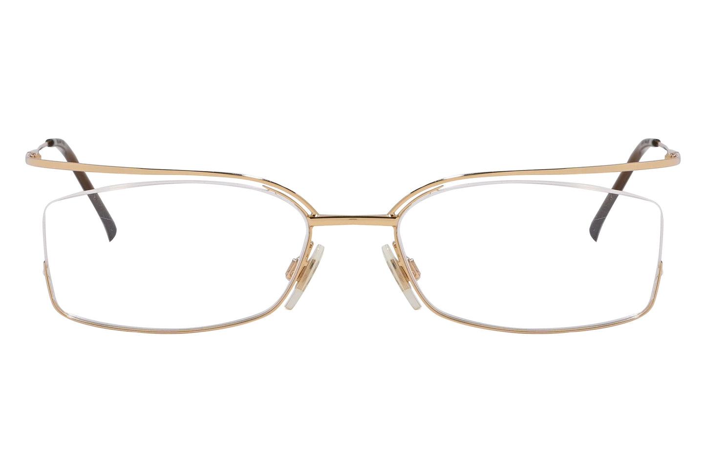 D&G Rectangle Gold Eyeglasses Frame Viewed From Front Angle.