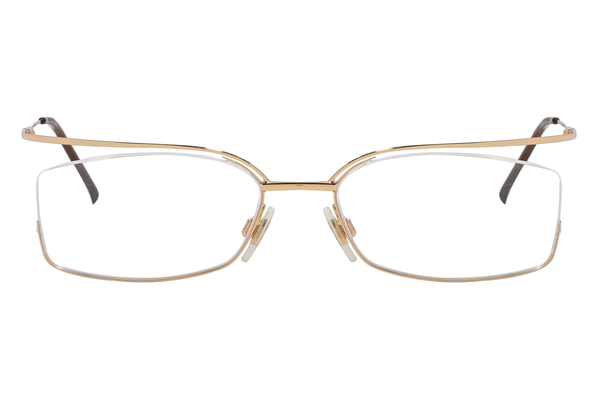 D&G Rectangle Gold Eyeglasses Frame Viewed From Front Angle.