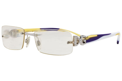 D&G Rectangle Purple Eyeglasses Frame Viewed From A 45-Degree Angle.