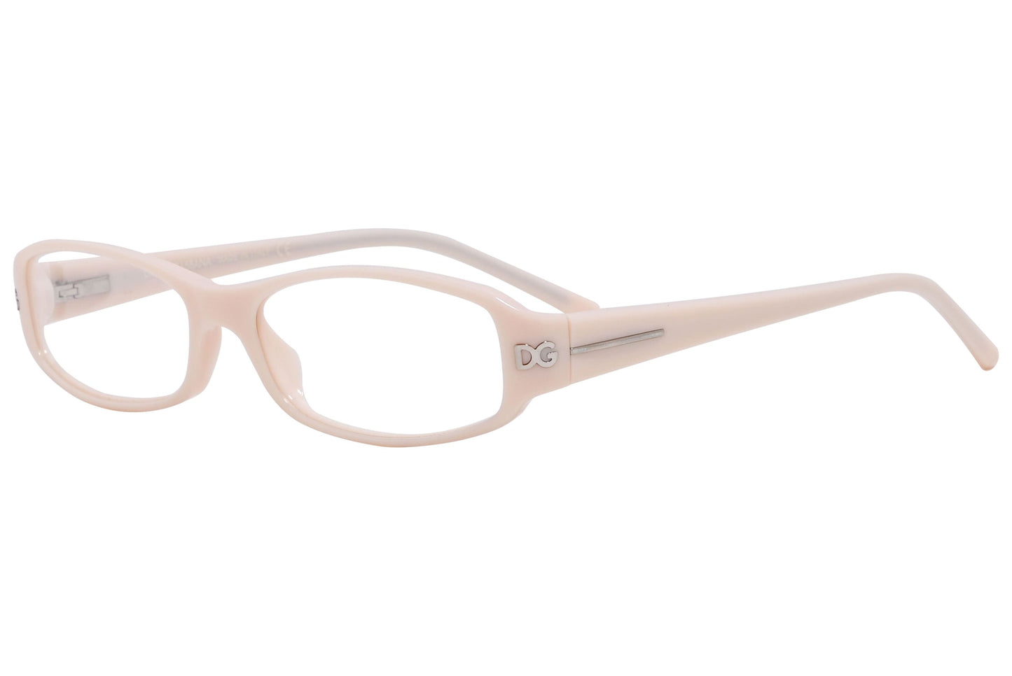 D&G Rectangle Pink Eyeglasses Frame Viewed From A 45-Degree Angle.