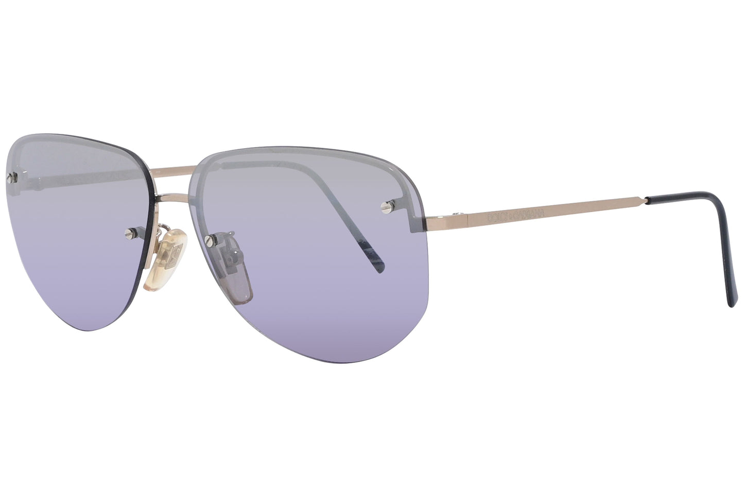 Dolce & Gabbana Gold Color Rimless Sunglasses Viewed From A 45-Degree Angle.