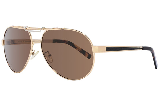 Dolce & Gabbana Gold Color Aviator Sunglasses Viewed From A 45-Degree Angle.