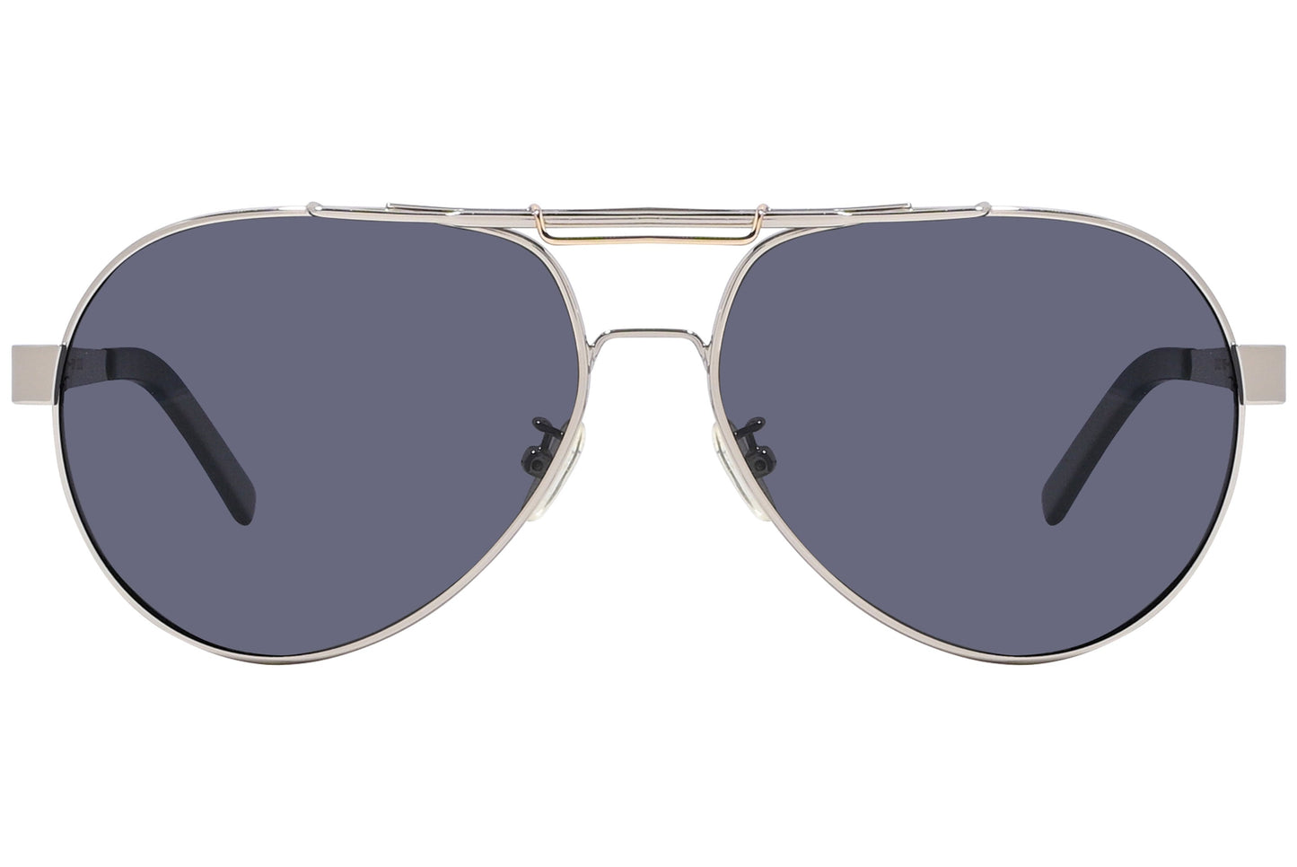 Dolce & Gabbana Silver Color Aviator Sunglasses Viewed From Front Angle.