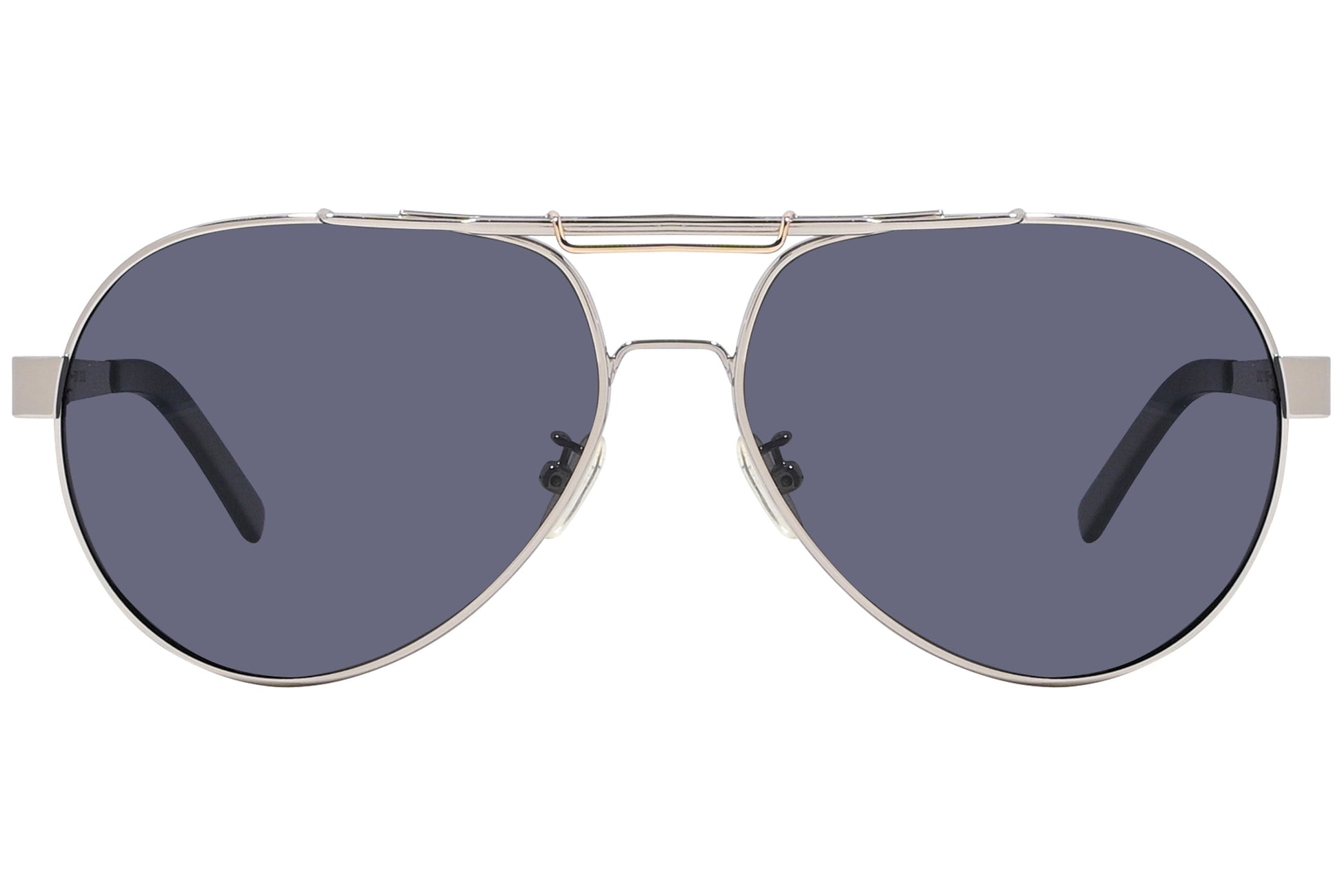 Dolce & Gabbana Silver Color Aviator Sunglasses Viewed From Front Angle.