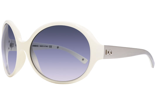 Dolce & Gabbana White Color Oval Sunglasses Viewed From A 45-Degree Angle.