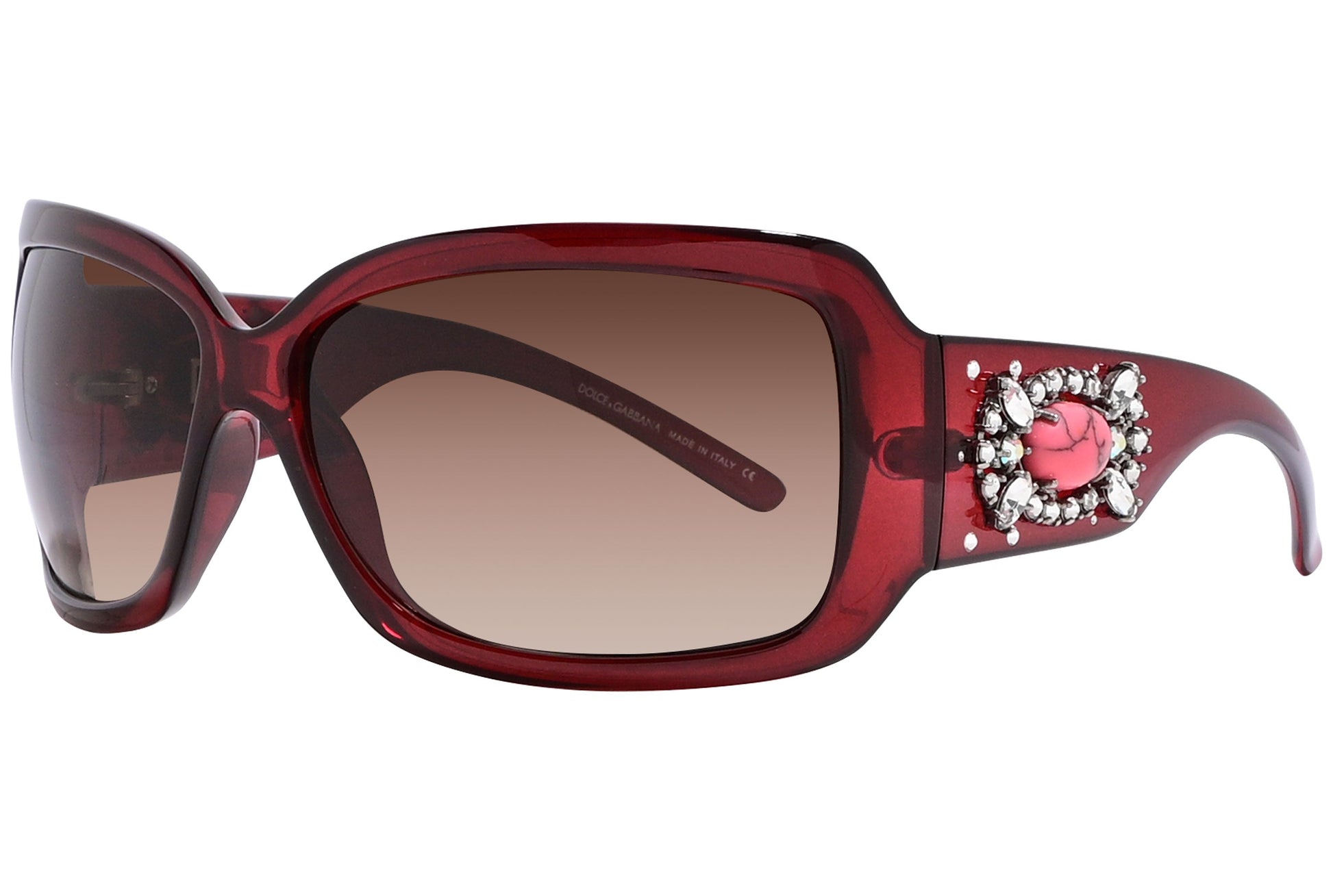 Dolce & Gabbana Red Color Rectangle Sunglasses Viewed From A 45-Degree Angle.