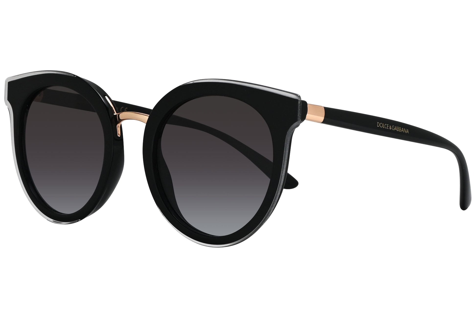 Dolce & Gabbana Round Black Sunglasses Model: DG4371-5383-8G Side View