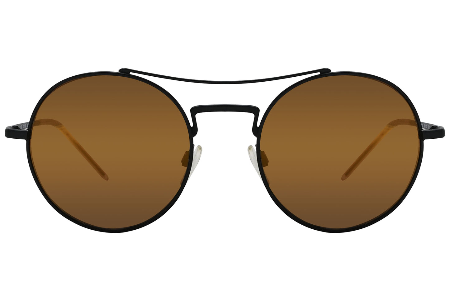 Emporio Armani Black Color Aviator Sunglasses Viewed From front Angle.