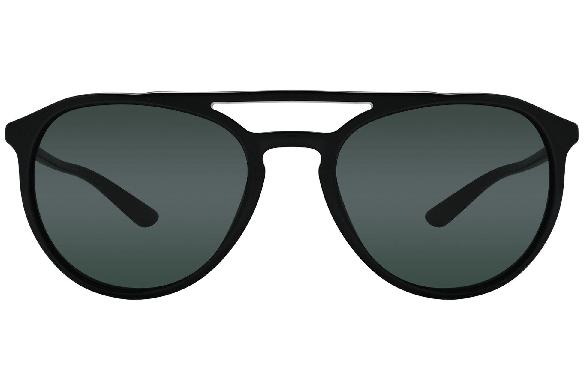 A pair of black Aviator Sunglasses with a metallic bridge and plastic lenses.