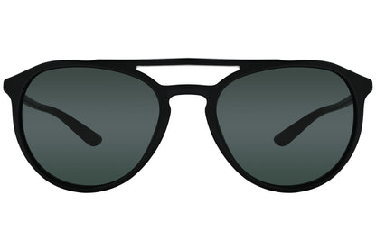 A pair of black Aviator Sunglasses with a metallic bridge and plastic lenses.