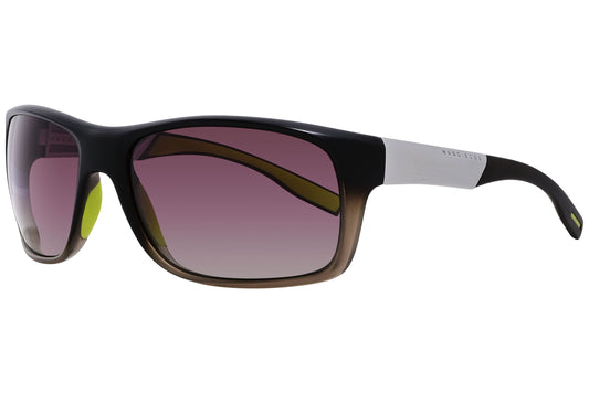 Hugo Boss Brown Color Rectangle Sunglasses Viewed From A 45-Degree Angle.