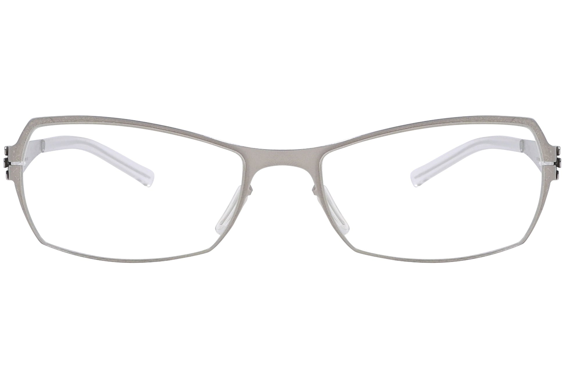 ic berlin rectangle pearl eyeglasses frame viewed from a 45-degree angle.