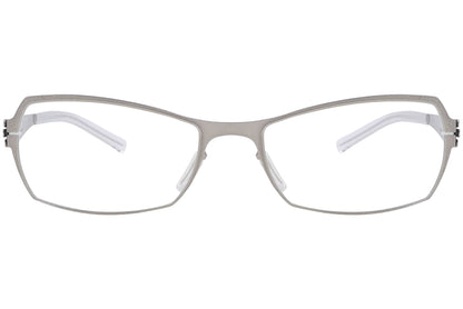 ic berlin rectangle pearl eyeglasses frame viewed from a 45-degree angle.