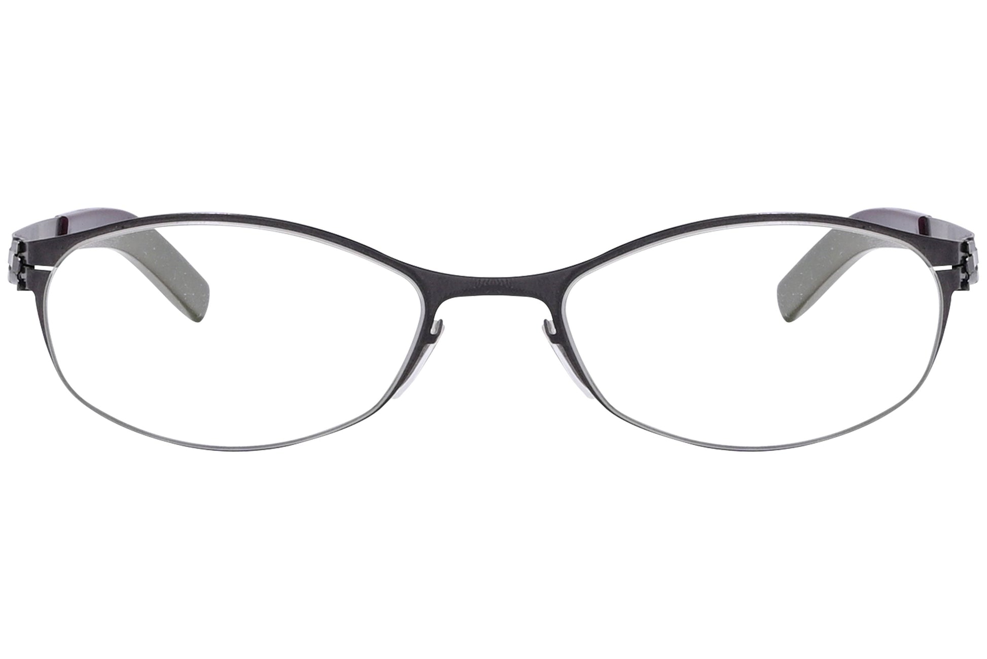 ic berlin oval aubergine eyeglasses frame viewed from Front angle.