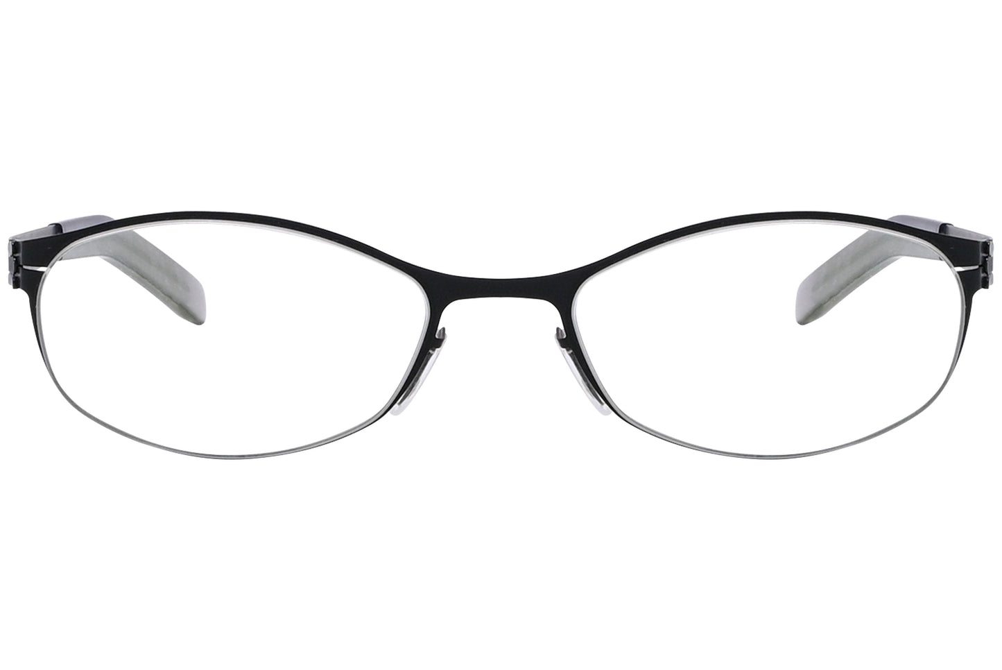 ic berlin oval black eyeglasses frame viewed from Front angle.