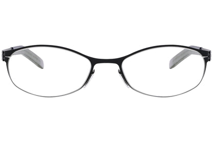 ic berlin oval black eyeglasses frame viewed from Front angle.