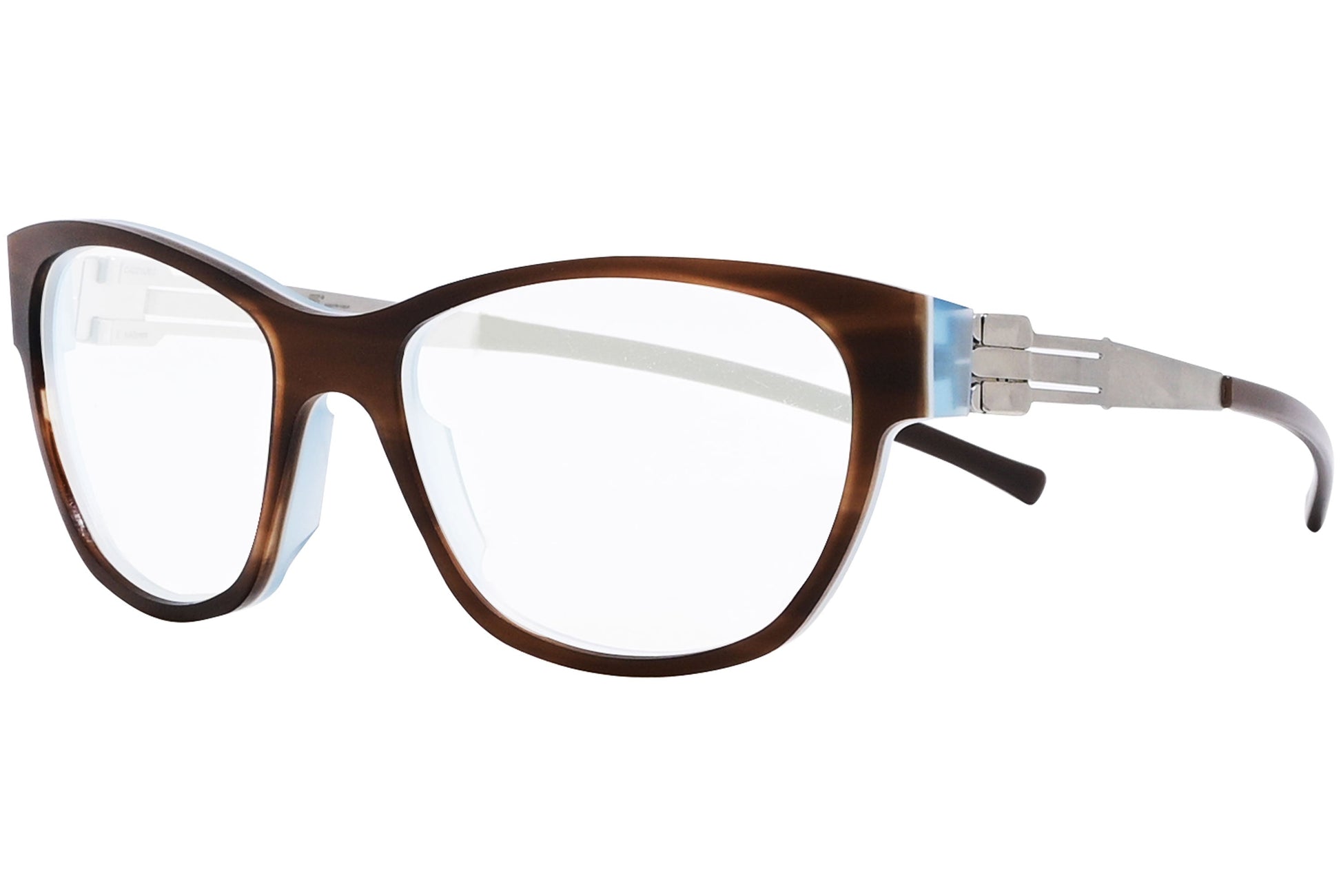 ic berlin square pearl eyeglasses frame viewed from a 45-degree angle.