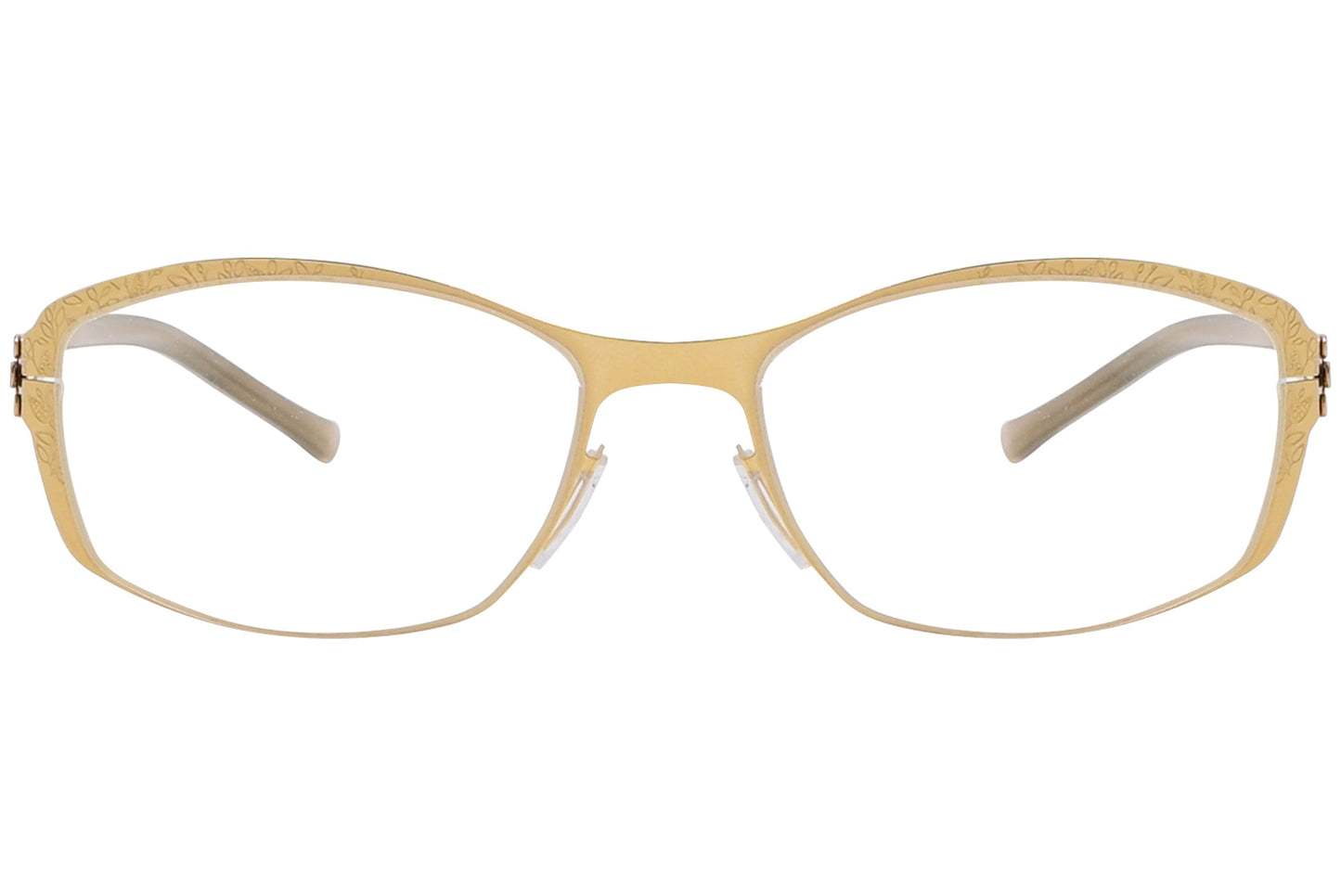 ic berlin rectangle gold eyeglasses frame viewed from Front angle.