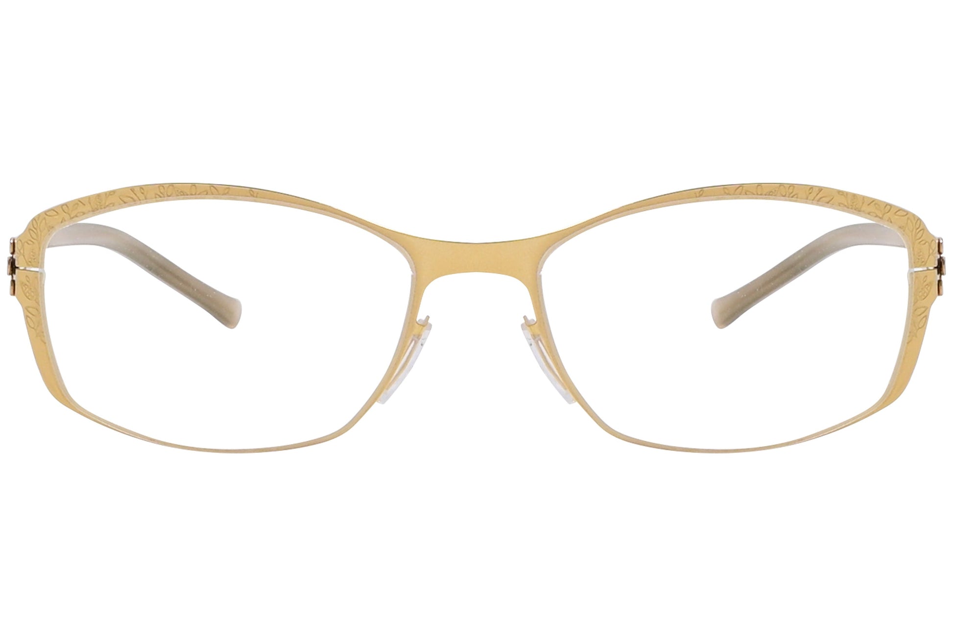 ic berlin rectangle gold eyeglasses frame viewed from Front angle.