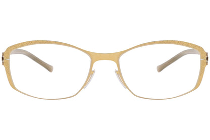 ic berlin rectangle gold eyeglasses frame viewed from Front angle.