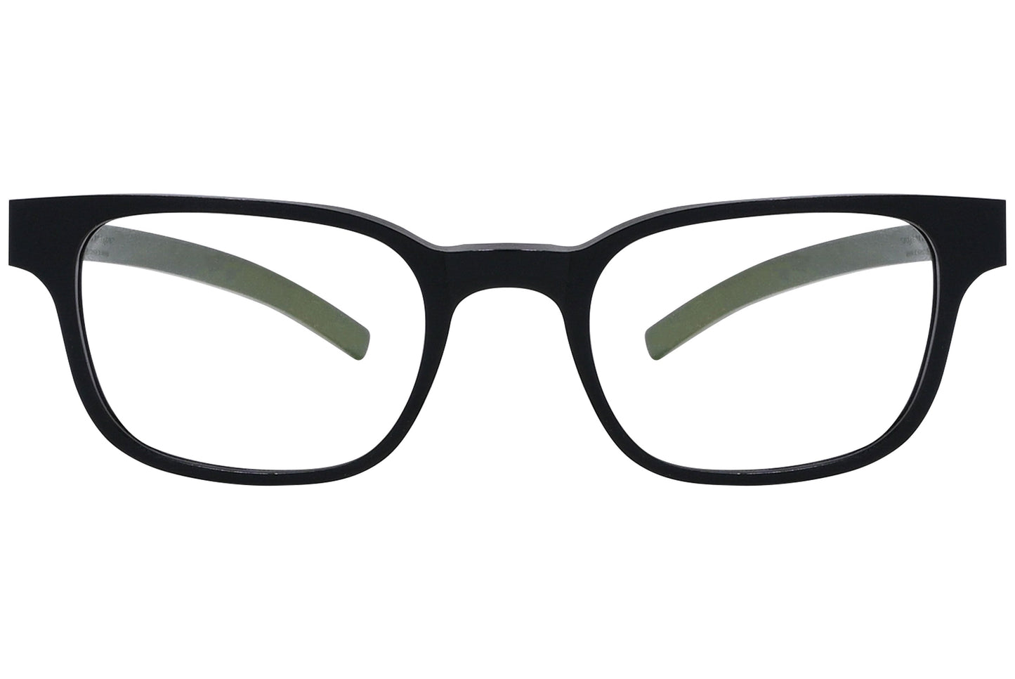 ic berlin rectangle black eyeglasses frame viewed from Front angle.