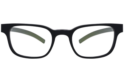 ic berlin rectangle black eyeglasses frame viewed from Front angle.